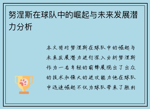 努涅斯在球队中的崛起与未来发展潜力分析